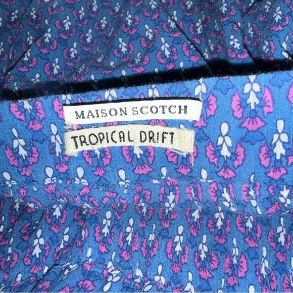 Maison Scotch Tropical Drift Silk Blend Skirt Blue Pink Patterned Tiered Lined L - Picture 5 of 7